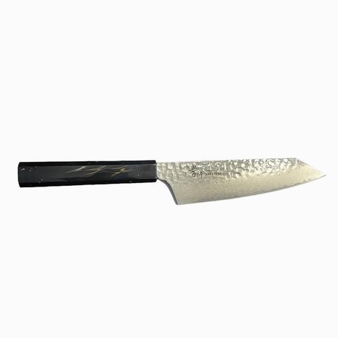 Santoku, damascus, handmålad lackerad ek